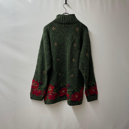 LLbean knit knit/sweater LLbean floral pattern