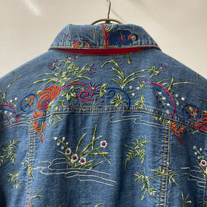chico's design denim  jacket 総刺繍　ジャケット　デニムジャケット
