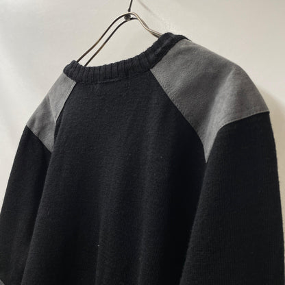 burberrys knit leather switching wool knit/sweater V neck