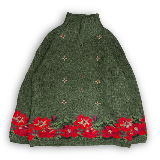 LLbean knit knit/sweater LLbean floral pattern