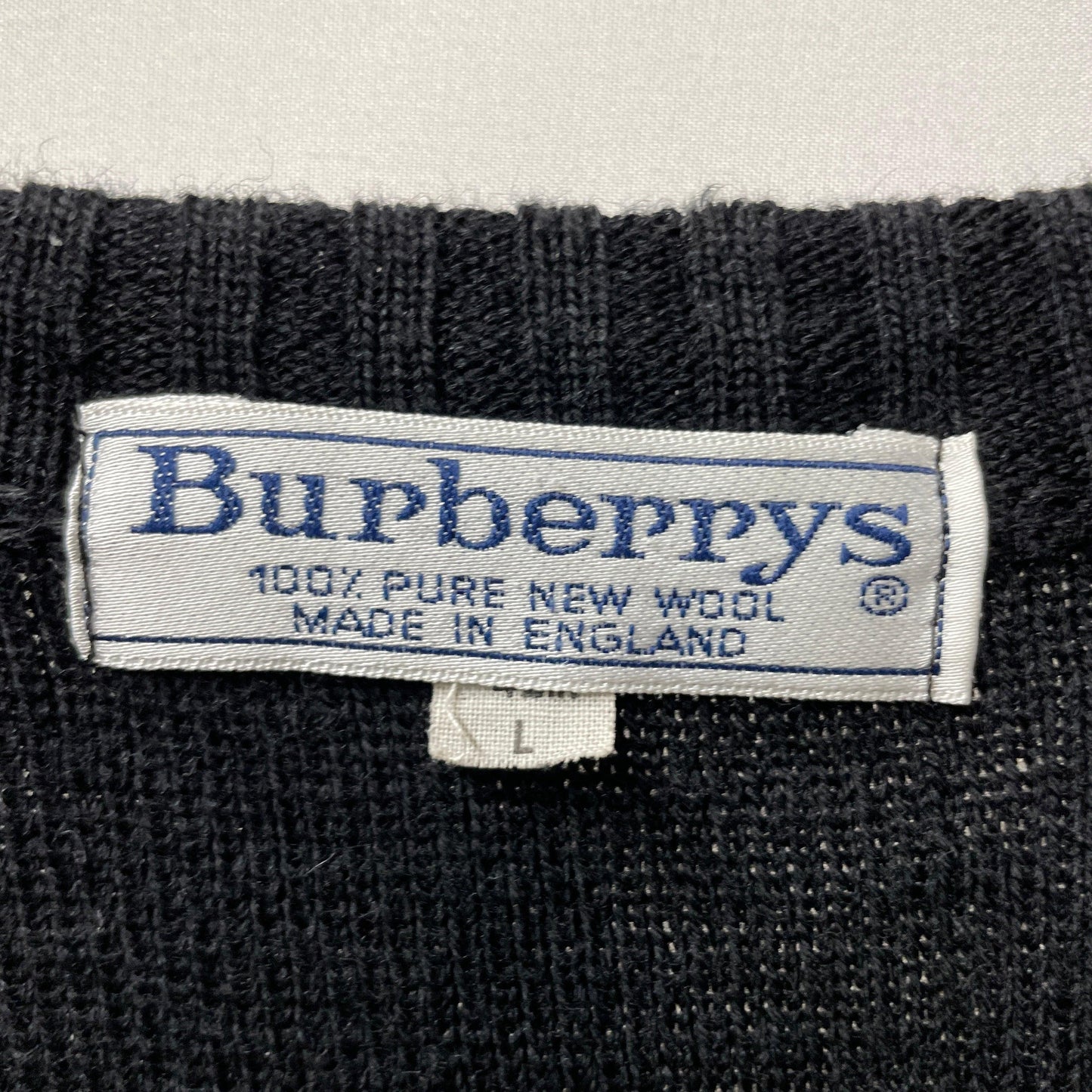 burberrys knit レザー切り替え　ウール　ニット/セーター Vネック