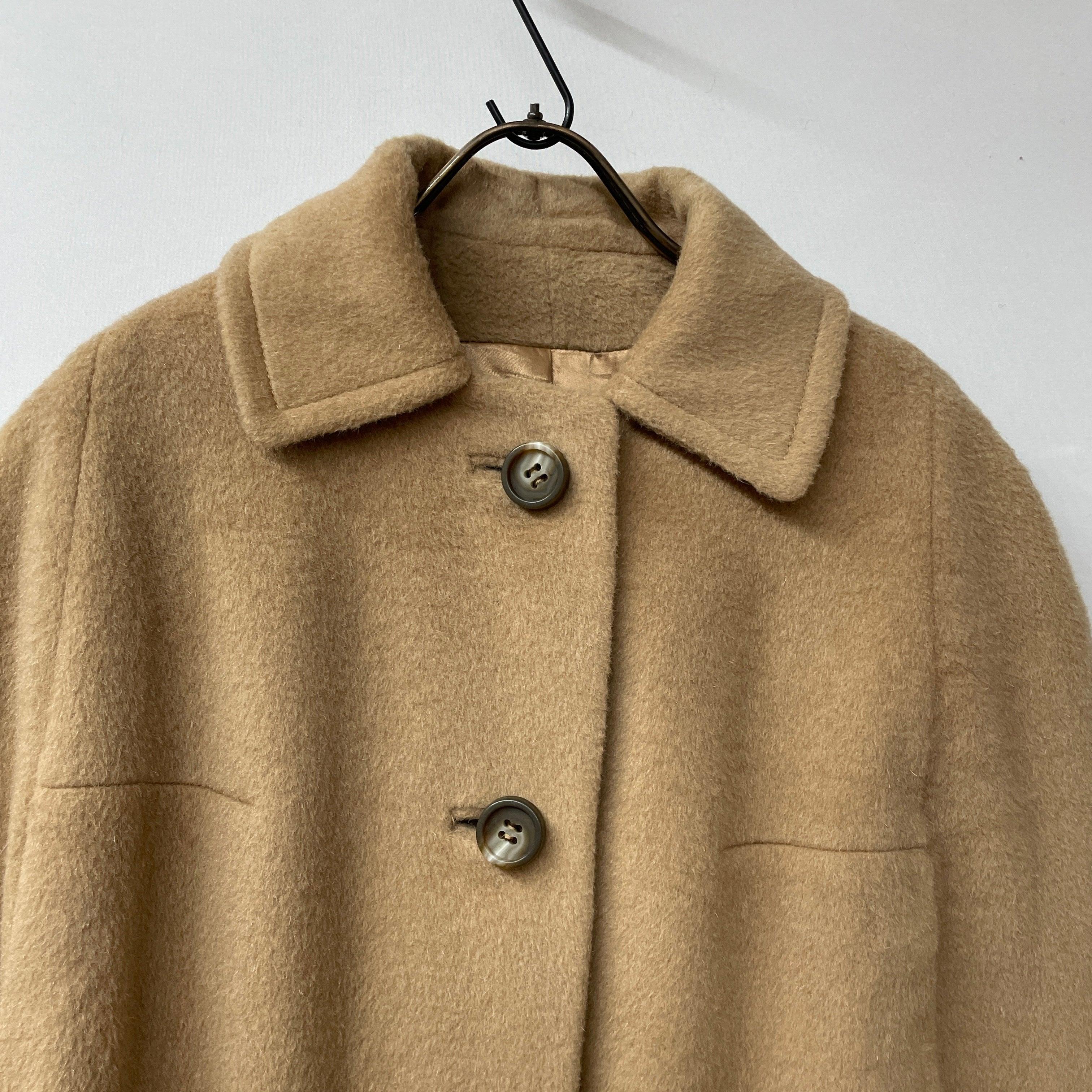 60-70s cape coat ウールマント キャラメル コート マント wool – no